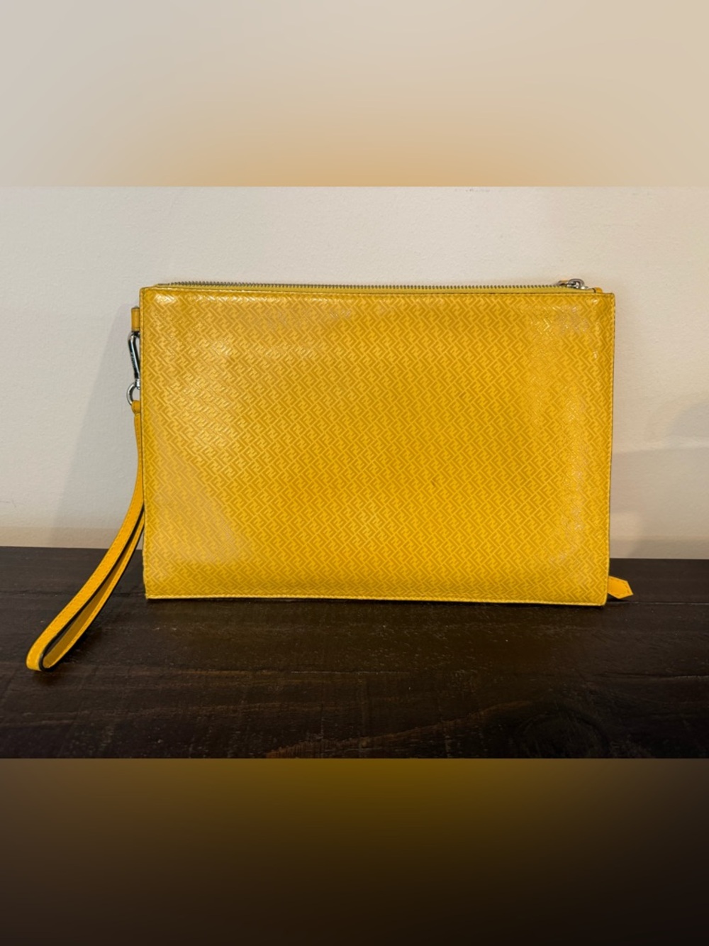 Fendi Black Interior Zip Pouch with Gold-Tone Zip